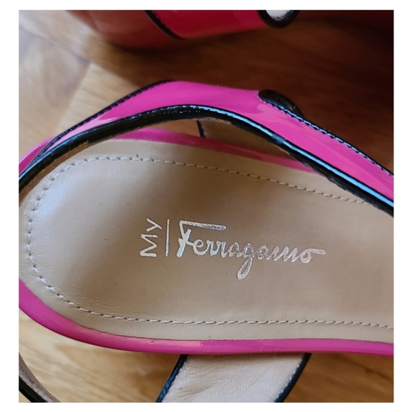 🆕️ My Ferragamo by Salvatore Ferragamo Wedge Sandals Hot Pink Sz 8.5 Bimbocore - Picture 4 of 8
